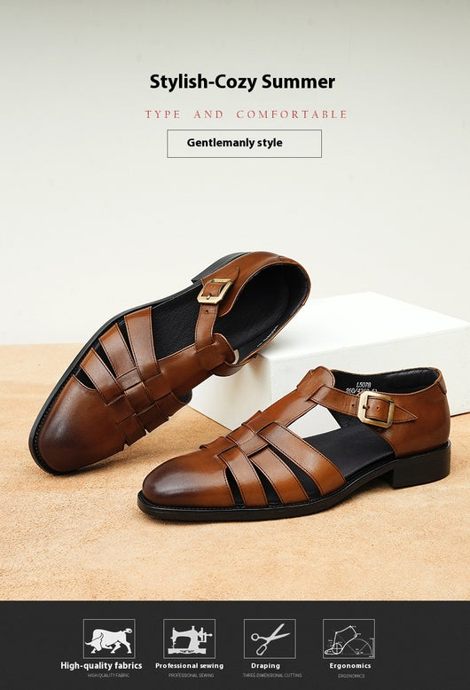 Zapatos Hombre Cuero Genuino Estilo Retro Negocios Verano Transpirables - Image 12