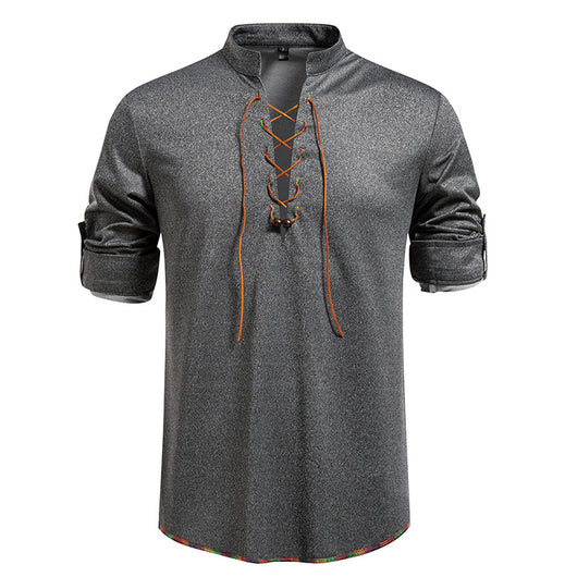 Camiseta Manga Larga con Cuello Alzado y Cordones para Hombre - Image 7