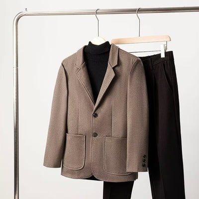 Blazer de Lana Suelta Gris Oscuro para Hombre - Elegancia Casual Profesional - Image 3