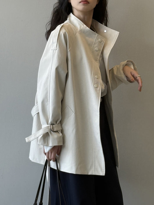 Abrigo Trench Casual Holgado con Cuello de Pie para Mujer - Image 24