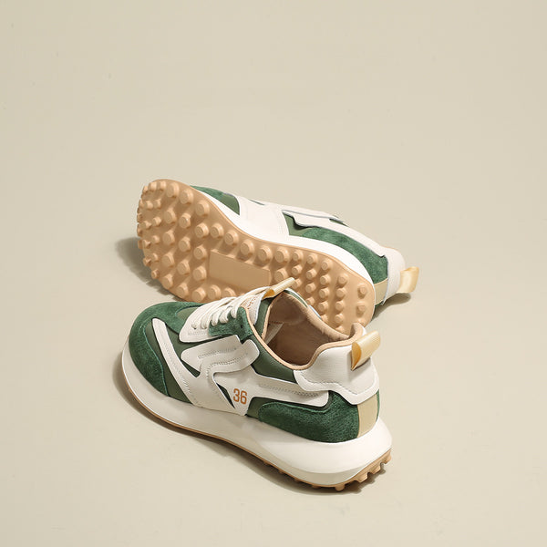 Zapatillas Deportivas Mujer Cuero Forest - Suela Gruesa Primavera Comodidad Total