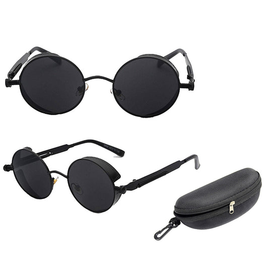 Austin Powers vintage round metal frame sunglasses with clear lenses, gold frames, and black temple tips. - Image 27