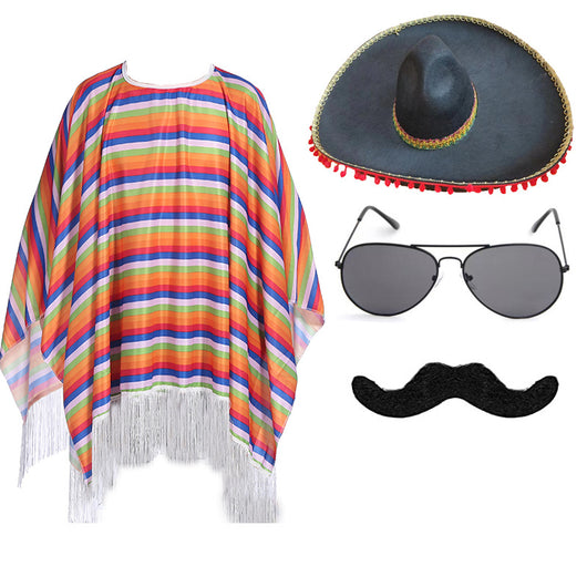 Capa Mexicana Disfraz Halloween - Poncho Fiesta Adulto e Infantil con Accesorios - Image 4