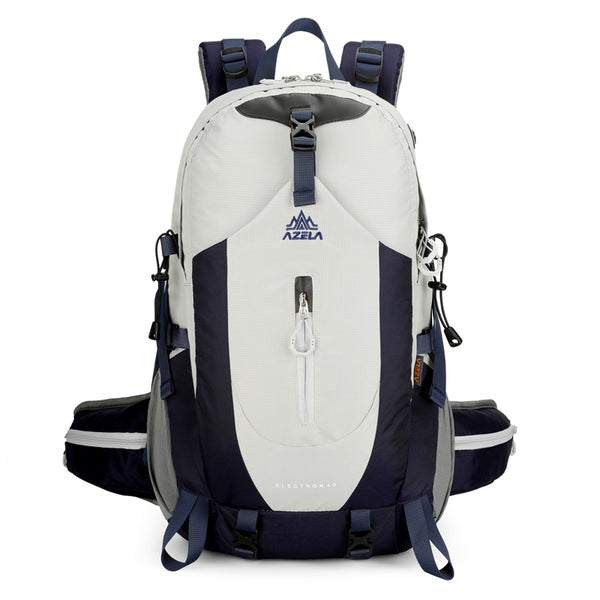 Mochila de Trekking AZELA Electron 40L - Blanco y Azul Marino para Senderismo y Viajes