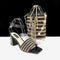 Tacones Cuadrados Gruesos 8cm con Bolso Coordinado - Conjunto Completo