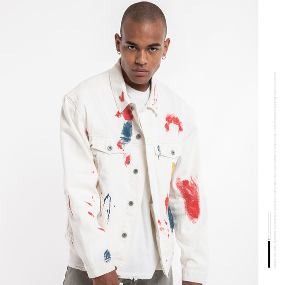 Chaqueta de Mezclilla con Estampado Splash de Tinta
