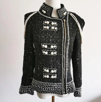 Chaqueta de Lentejuelas Perladas con Borlas y Cuentas para Mujer - Image 6