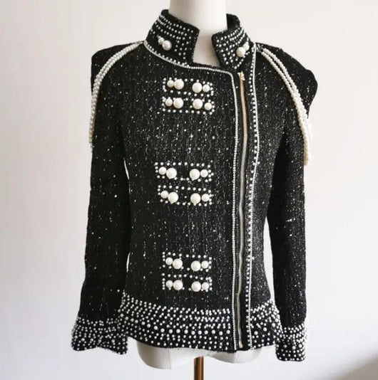 Chaqueta de Lentejuelas Perladas con Borlas y Cuentas para Mujer - Image 6