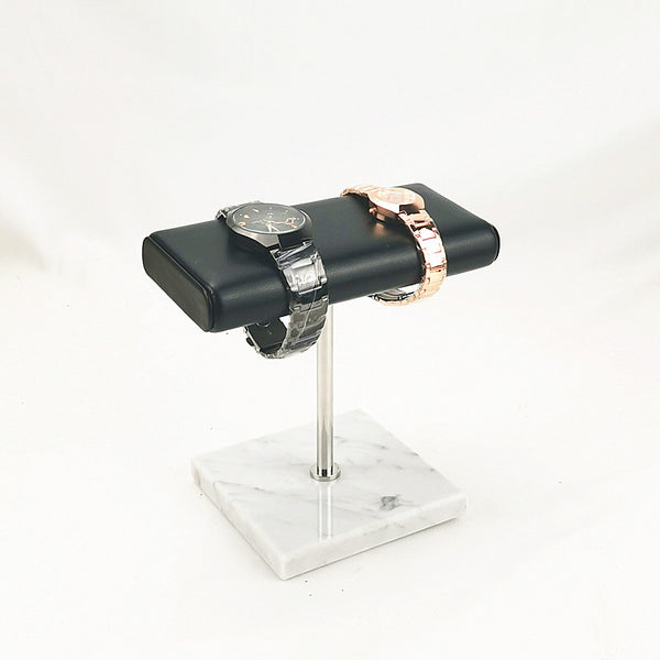 Organizador de Relojes en Cuero PU Negro con Base de Mármol