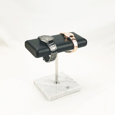 Organizador de Relojes en Cuero PU Negro con Base de Mármol