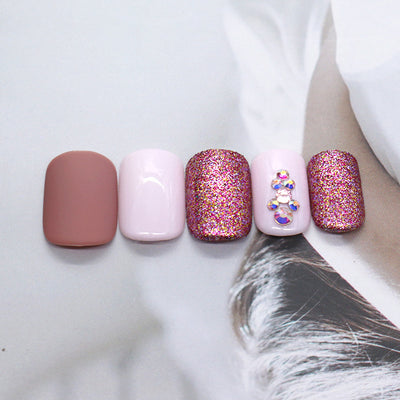 Set de 24 Uñas Postizas Nude Metalizado Mate - Image 3