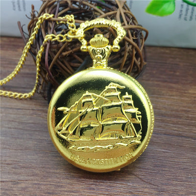 Reloj de Bolsillo Retro Locomotora Dorado con Mecanismo de Cuarzo - Image 6