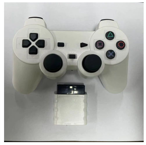 Orange transparent wireless game controller for PS2 with black buttons and a matching orange receiver. - Image 8