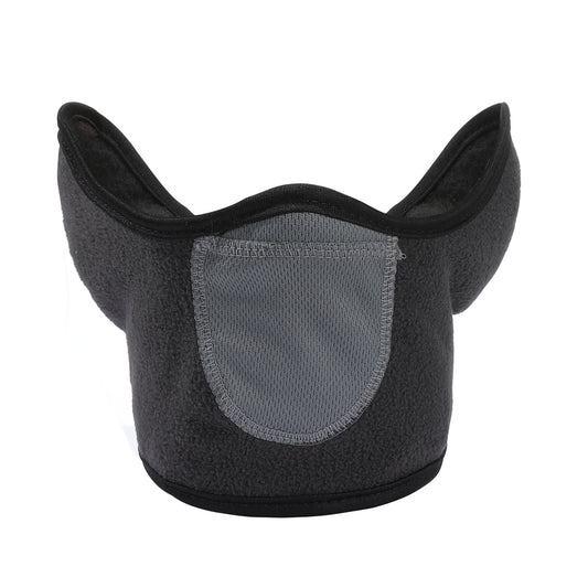 Dark green half-face mask with mesh panel and ear coverage, designed for winter cycling and outdoor activities. - Image 2