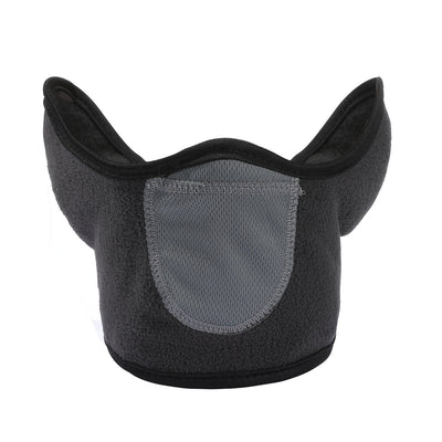 Dark green half-face mask with mesh panel and ear coverage, designed for winter cycling and outdoor activities. - Image 2