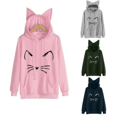 Sudadera con Capucha Estampado Gato para Mujer - Image 7