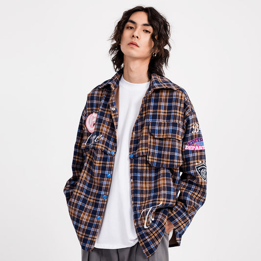 Camisa Abrigo Cuadros de Manga Larga