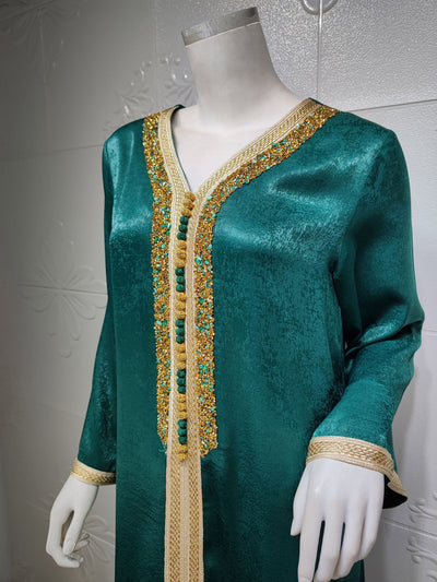 Abaya Elegante con Encaje de Diamantes y Cinta Brillante Estilo Dubai - Image 24