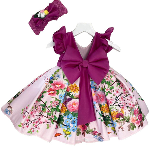 Vestido Infantil Estilo Europeo Americano con Estampa y Detalle de Moño en la Espalda - Image 3