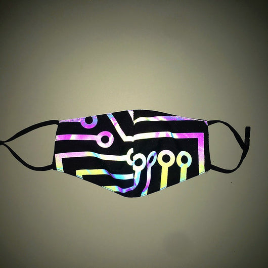 Bright white reflective face mask with ear loops, glowing against a dark grey background. - Image 8