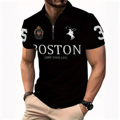Polo Ejecutivo Urbano con Estampado Digital 3D y Cierre de Cremallera - Image 3