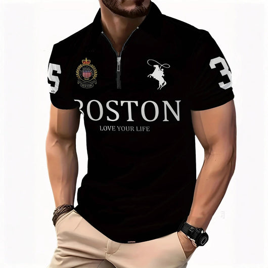 Polo Ejecutivo Urbano con Estampado Digital 3D y Cierre de Cremallera - Image 3
