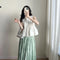 Blusa sin Mangas con Cuello Redondo y Falda Plisada Amplia