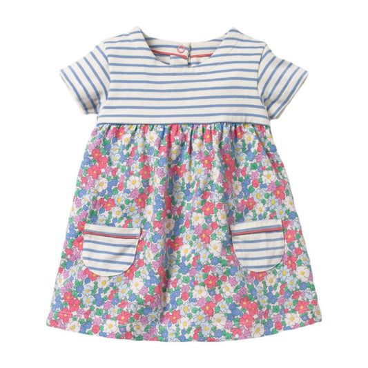 Vestido de Algodón Estampado Floral con Manga Corta