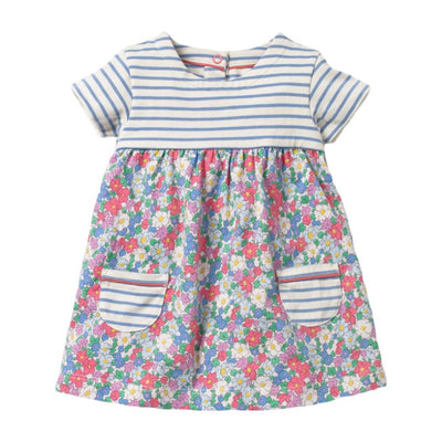 Vestido de Algodón Estampado Floral con Manga Corta