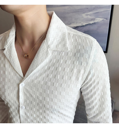 Camisa Casual de Manga Larga con Cuello Cubano - Image 15