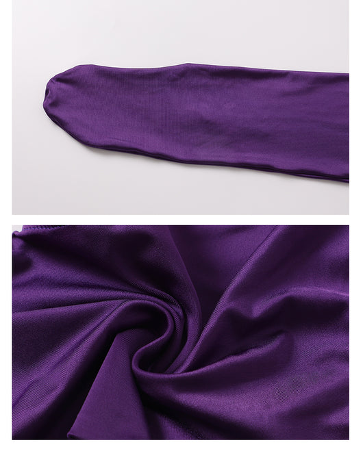 Pantalones Bicolor de Pierna Dividida con Acabado Brillante - Image 16