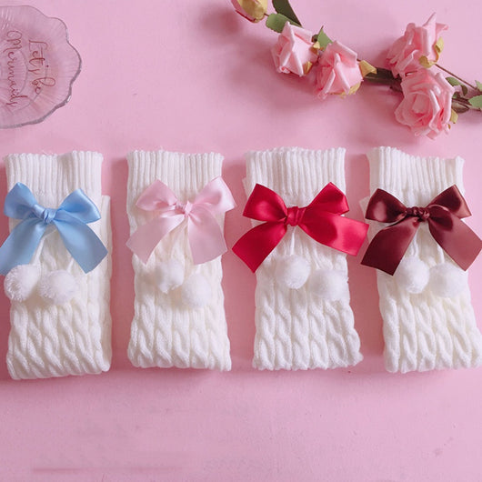 Calcetines Infantiles con Moño y Bolitas de Lana - Diseño Diario Acogedor - Image 12