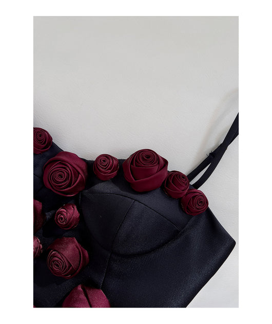 Falda Suspender Estilo Socialité Francesa con Cintura Ajustada y Flores - Image 15