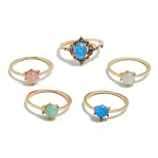 Juego de Anillos de Ópalo Simulado en Colores Candy - Image 9