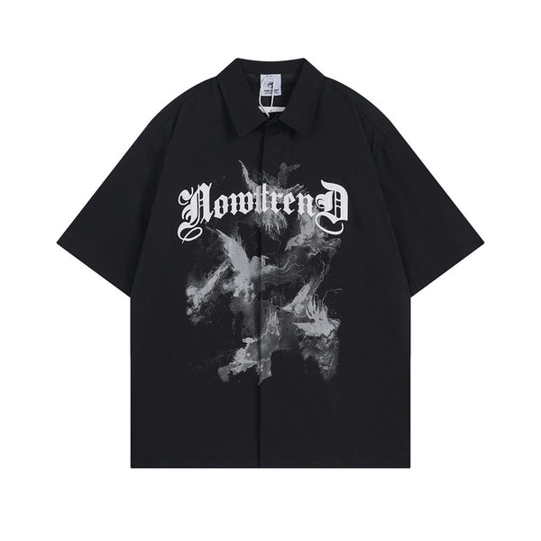 Camisa de Manga Corta con Estampado Abstracto para Hombre