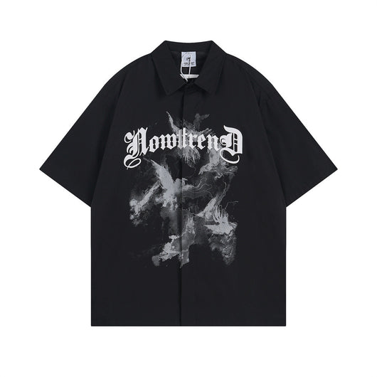 Camisa de Manga Corta con Estampado Abstracto para Hombre