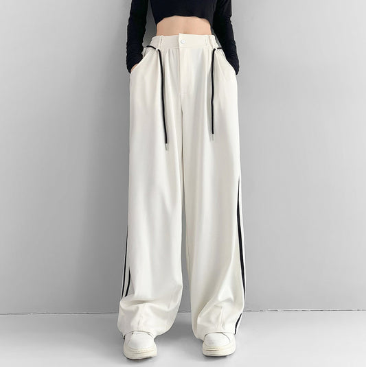 Pantalones Anchos de Talle Alto en Tono Damasco para Mujer