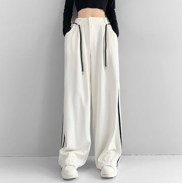 Pantalones Anchos de Talle Alto en Tono Damasco para Mujer