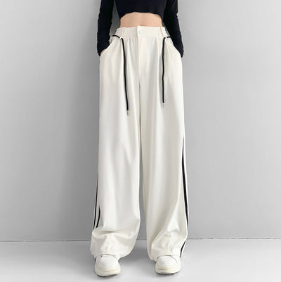 Pantalones Anchos de Talle Alto en Tono Damasco para Mujer