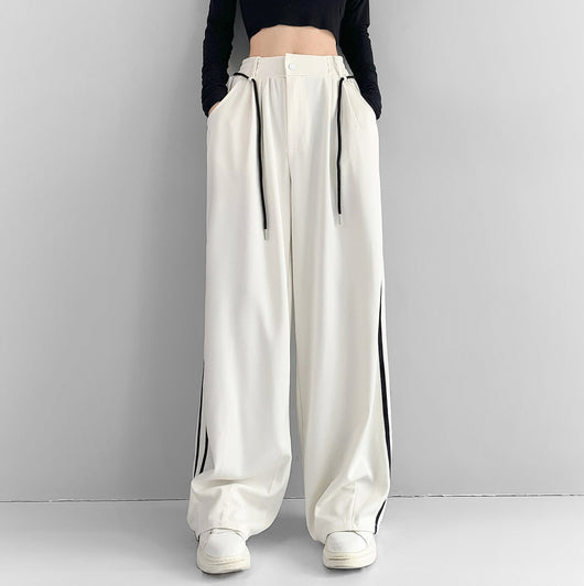 Pantalones Anchos de Talle Alto en Tono Damasco para Mujer