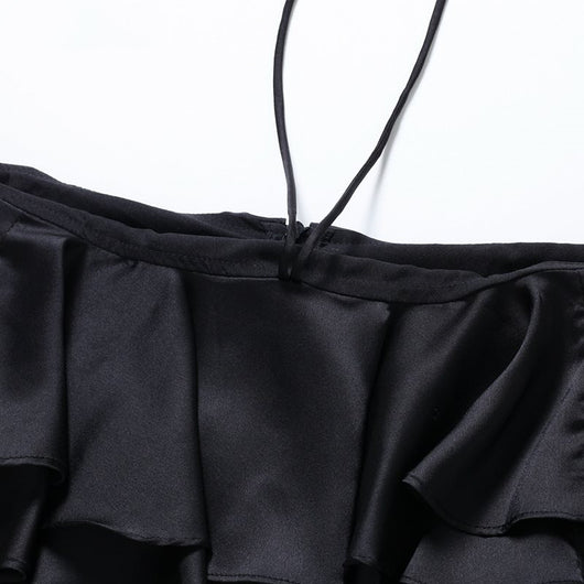 Blusa Casual de Manga Larga con Volantes y Escote Halter - Image 9