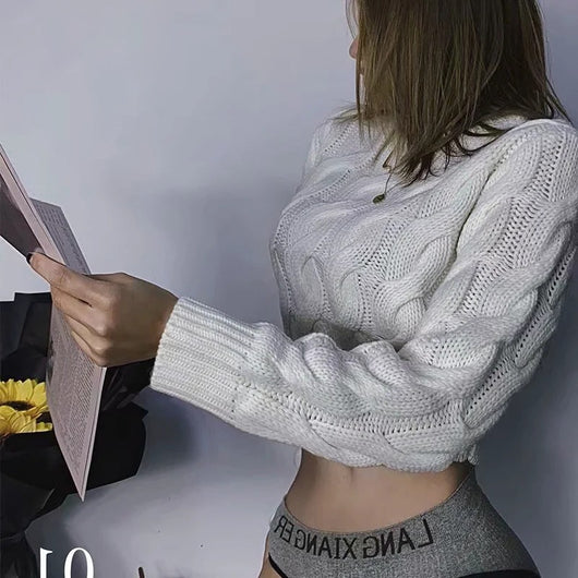 Suéter Corto Talle Alto Mujer Manga Larga Tejido Acogedor - Image 13