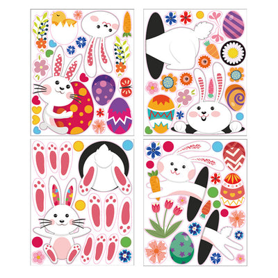 Adhesivos Decorativos de Pascua para Pared y Piso - Conejos y Huevos Coloridos