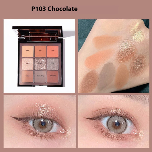 Paleta de Sombras 9 Colores con Brillo - Tonos Tierra y Naranja para Maquillaje Profesional - Image 4