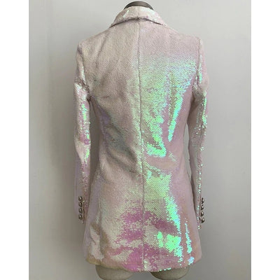 Blazer Largo Doble Botonadura con Lentejuelas para Mujer - Image 2