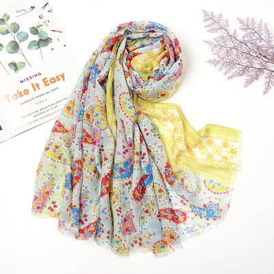 Pañuelo Bohemio Patchwork Retro con Estampado de Cachemira - Image 12