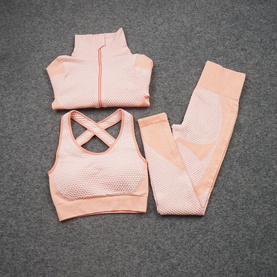 Conjunto Deportivo de 3 Piezas Yoga Fitness con Tela Elástica - Image 36