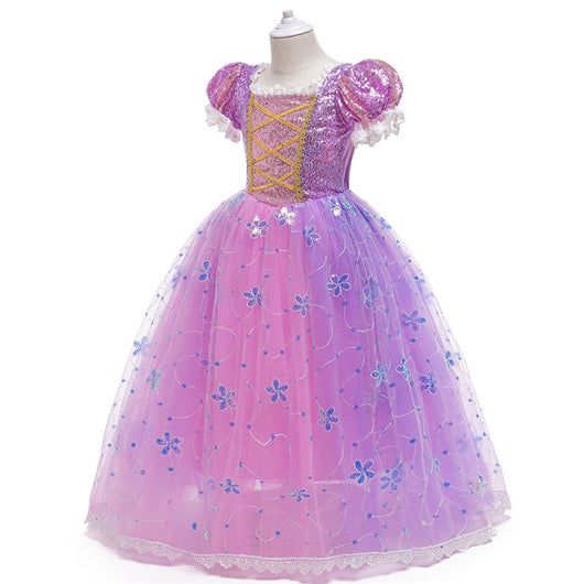 Vestido de Princesa Rapunzel con Mangas Abullonadas en Púrpura - Image 6