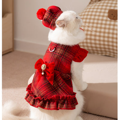 Vestido Elegante Tipo Chanel con Moño para Mascotas - Abrigo Cálido para Otoño e Invierno - Image 13