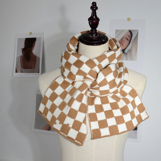 Bufanda Térmica de Lana Tejida Cuadros Elegante para Mujer - Image 13